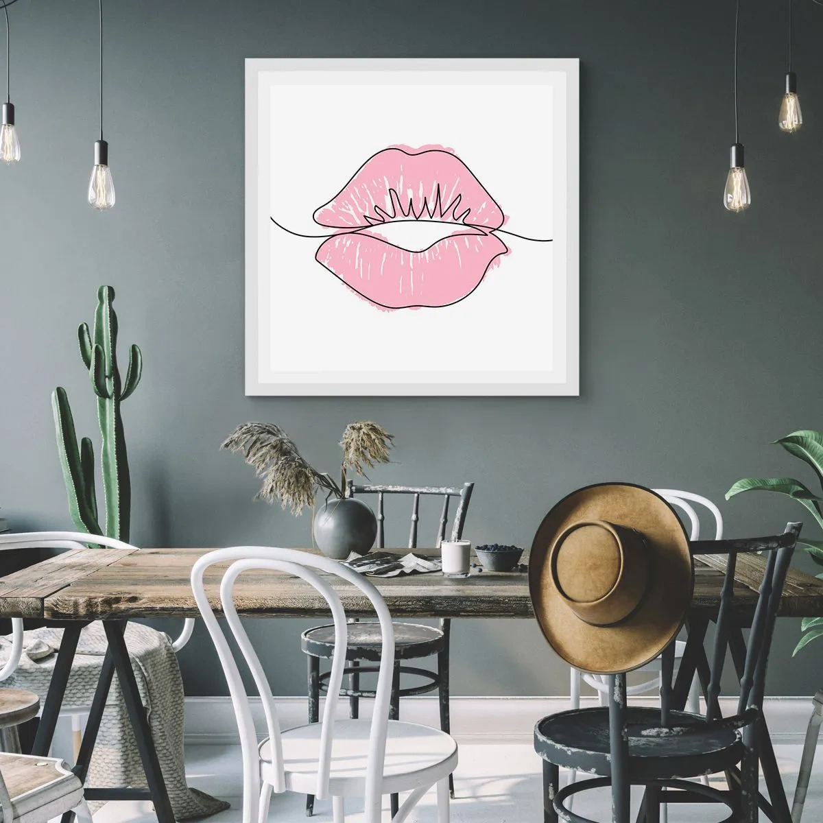 Affisch i vit ram - Redo att kyssas? - 50x50 cm
