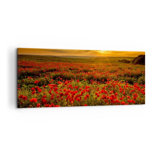 Canvastavla - Bild på duk - Bland brusande ängars vågor, bland blommornas flod - 100x40 cm