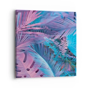 Canvastavla - Bild på duk - Tropiken i rosa och blått - 30x30 cm