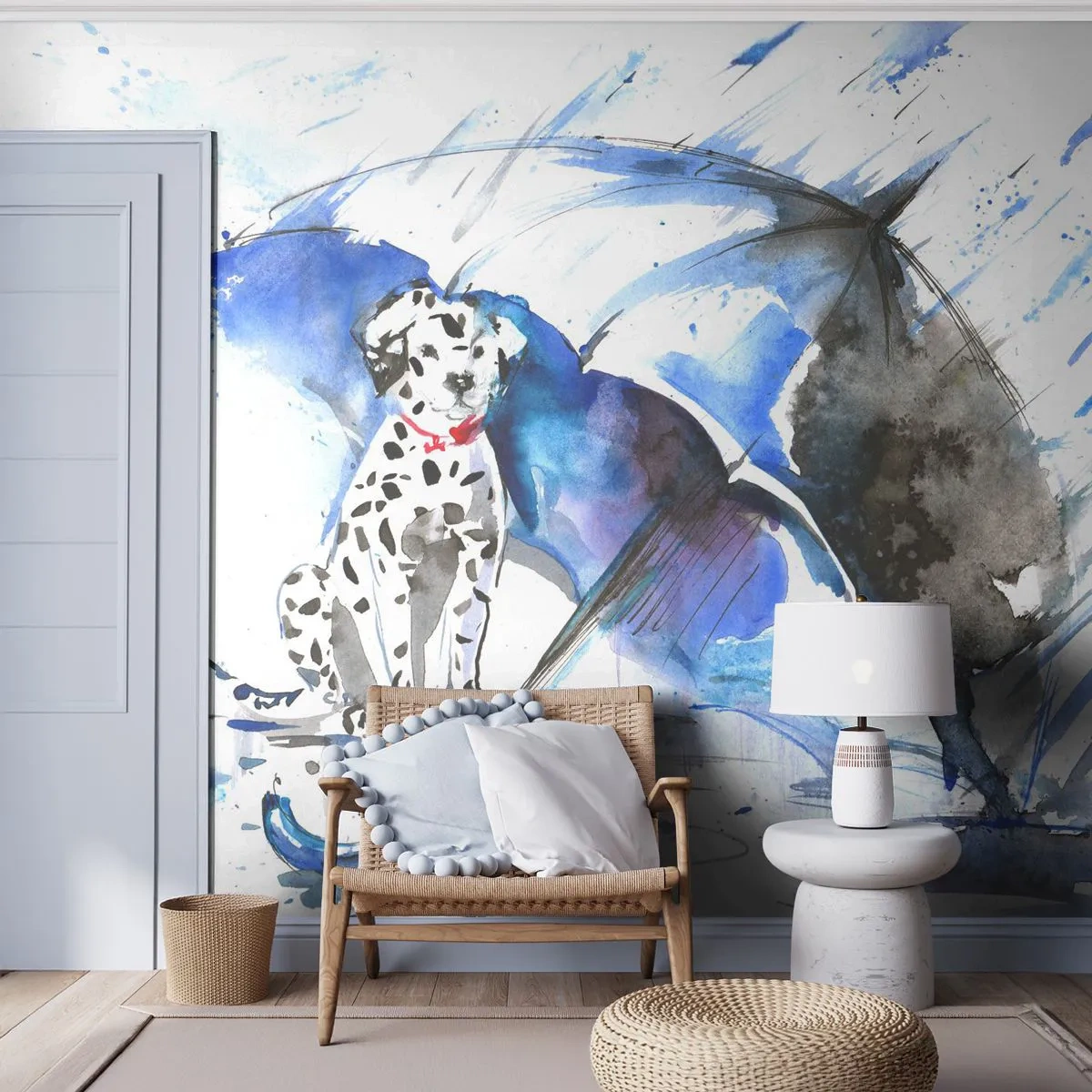 Fototapet Premium Sand - För vänner är för det - Abstraktion, Hund, Regn - 100x70 cm