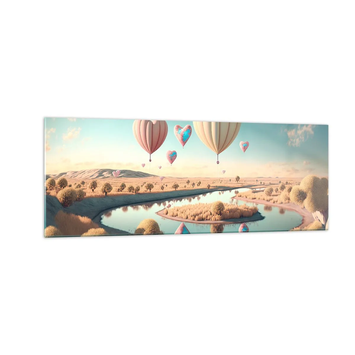 Glastavla - Bild på glas - Kärleken låter dig sväva - 140x50 cm