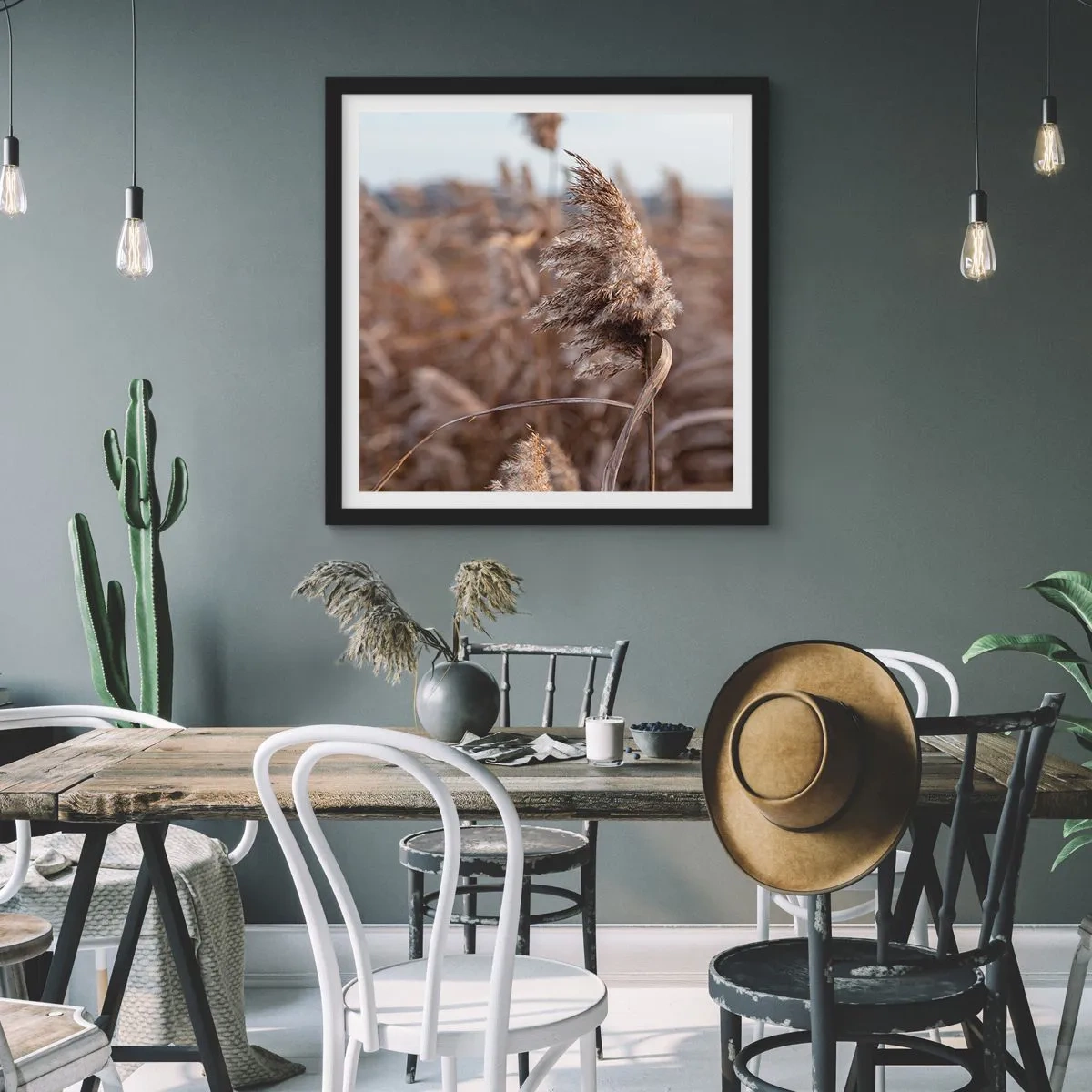 Affisch i svart ram - Dags att flyga bort med vinden - 60x60 cm