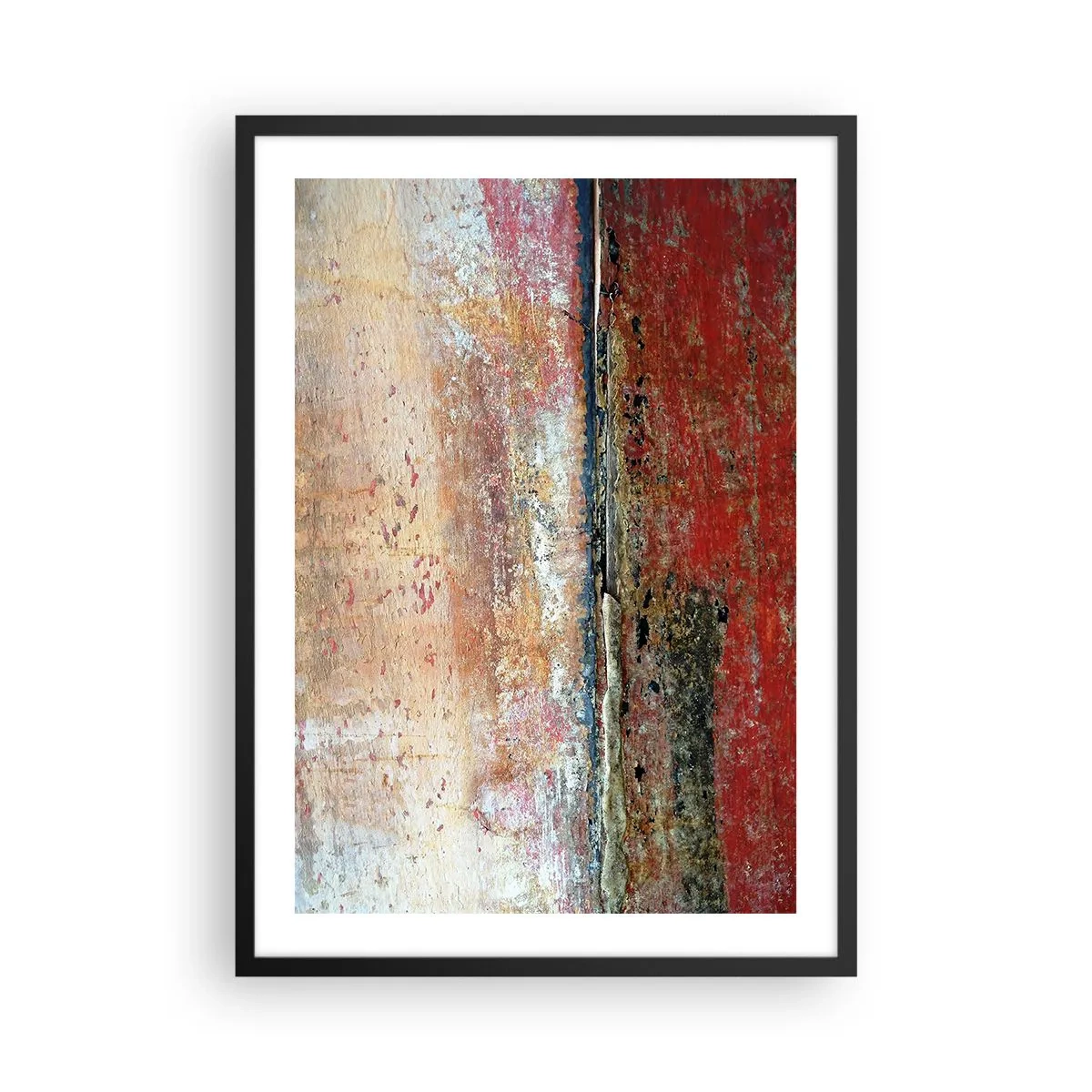 Affisch i svart ram - Abstrakt textur med skav i rött och beige - 50x70cm - Kanske är det havet - Modern väggdekoration för vardagsrum och sovrum ARTTOR
