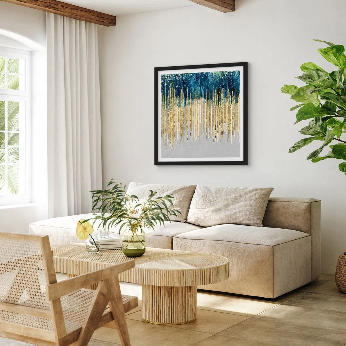 Affisch i svart ram - Förgylld gräns - 60x60 cm