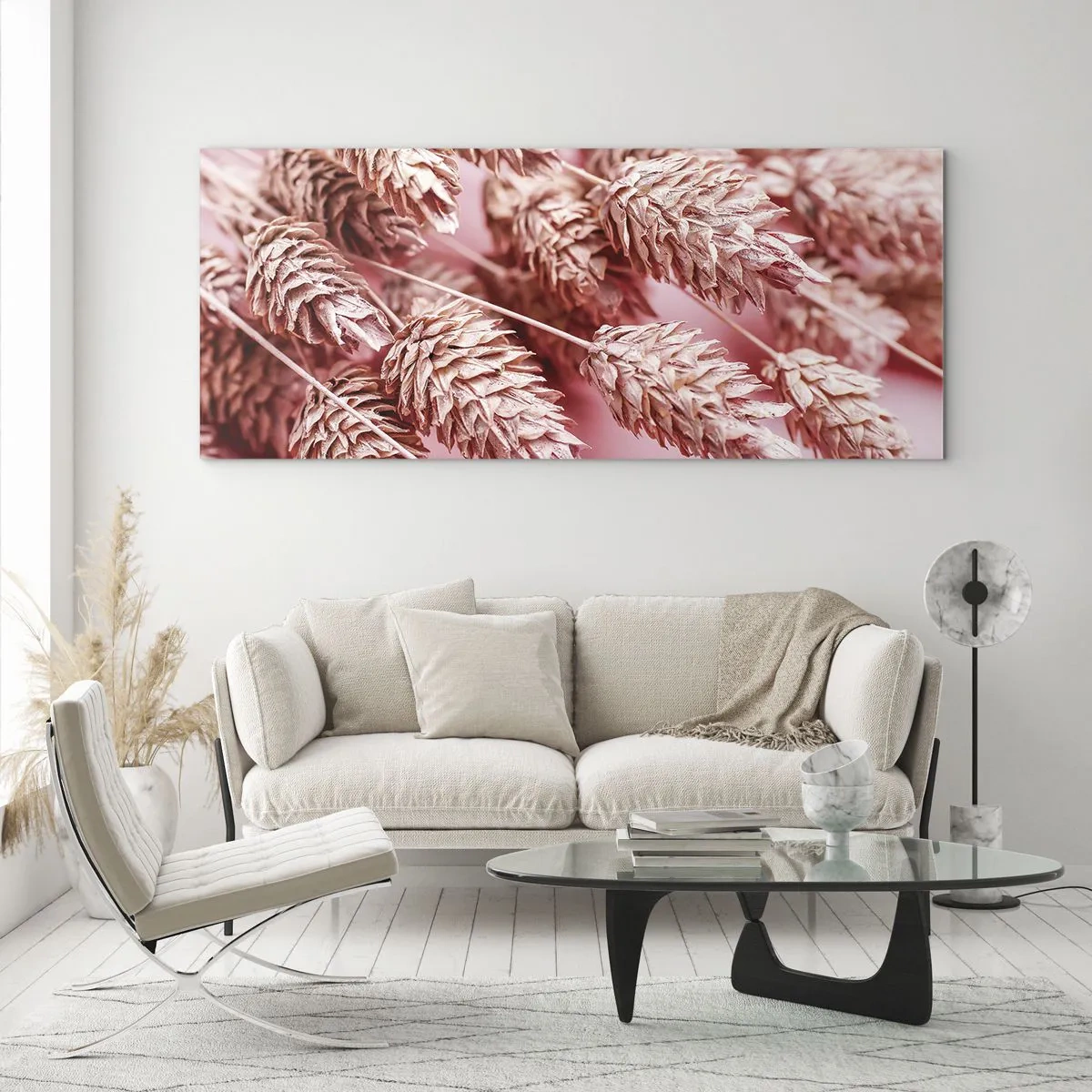 Glastavla - Bild på glas - Blomkaskad i rosa - 120x50 cm