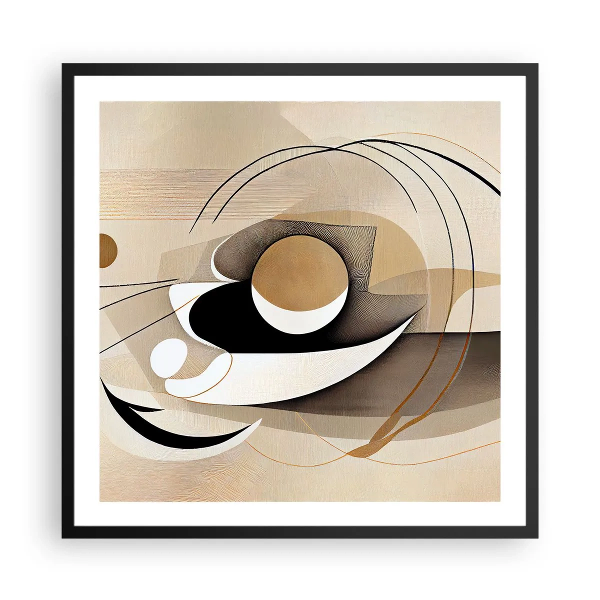 Affisch i svart ram - Komposition: essensen av saker och ting - 60x60 cm