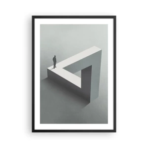 Affisch i svart ram - En figur på en omöjlig geometrisk figur - 50x70cm - Och ändå möjligt - Modern väggdekoration för vardagsrum och sovrum ARTTOR