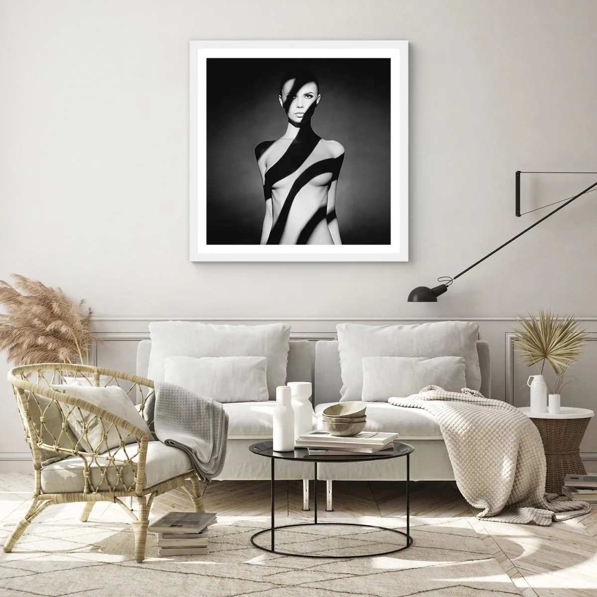 Affisch i vit ram - I skenet och i skuggan - 60x60 cm