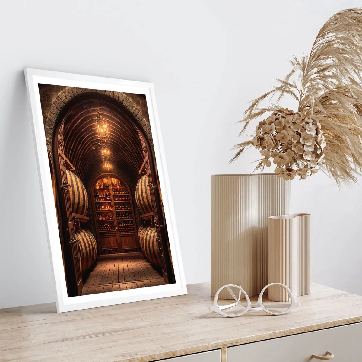 Affisch i vit ram - Stämningsfull källare - 61x91 cm