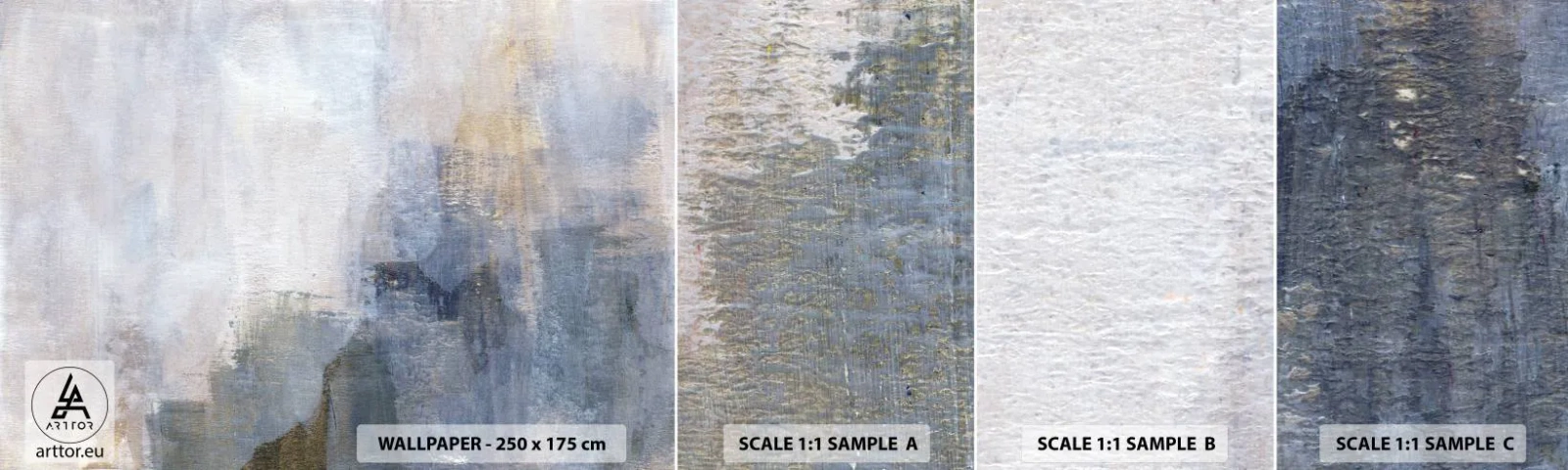 Provbit av självhäftande fototapet Deluxe Sticker - Färgernas toner och ackord - Abstraktion, Bit, Målning - 100x30 cm