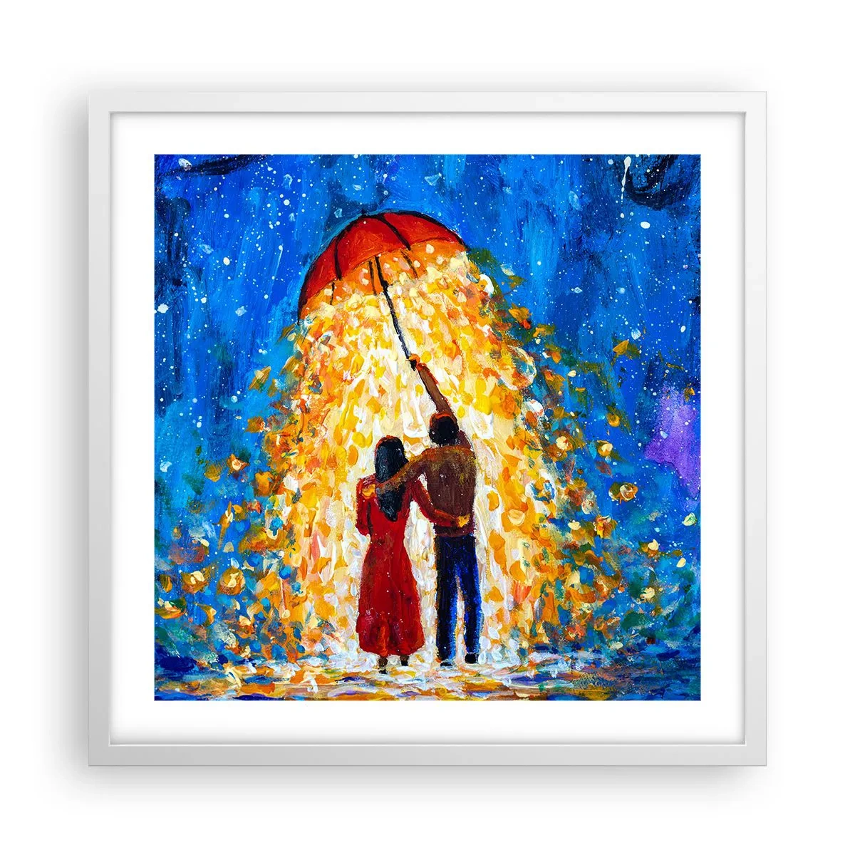 Affisch i vit ram - Magi på en regnig kväll? - 50x50 cm