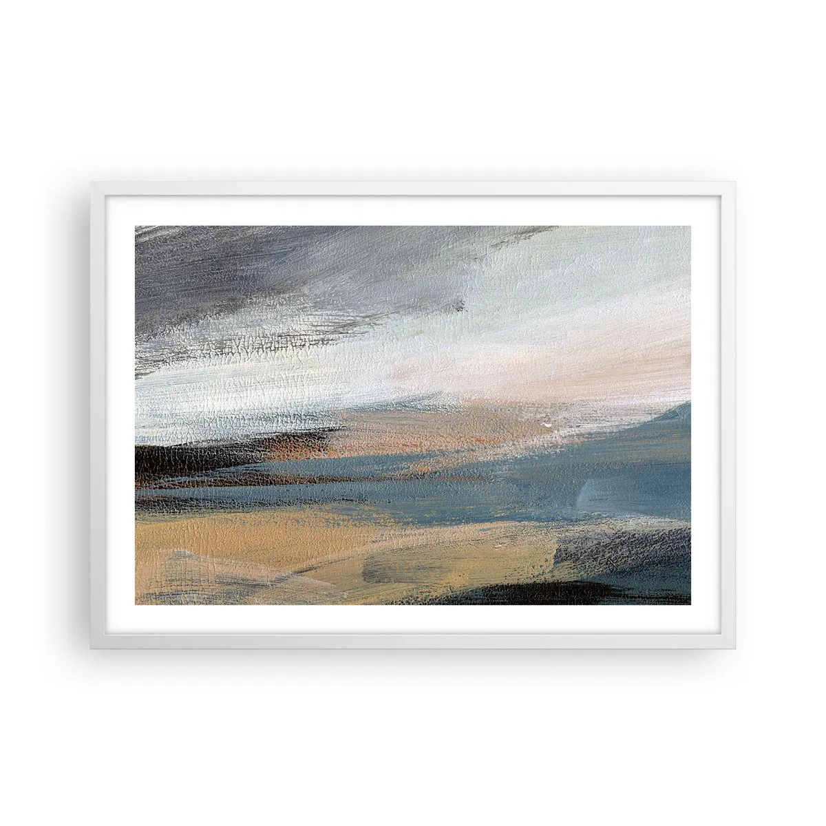 Affisch i vit ram - Abstraktion: nordligt landskap - 70x50 cm