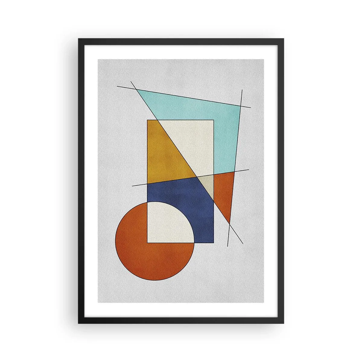 Affisch i svart ram - Geometrisk abstraktion med färgglada figurer och linjer - 50x70cm - Abstraktion: modernistiskt nöje - Modern väggdekoration för vardagsrum och sovrum ARTTOR