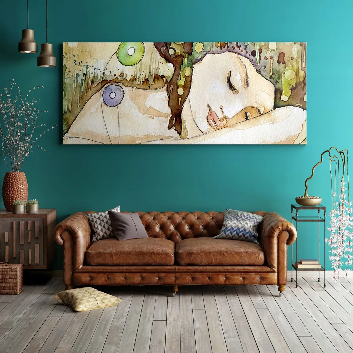 Canvastavla - Bild på duk - Smaragd-viol dröm - 140x50 cm