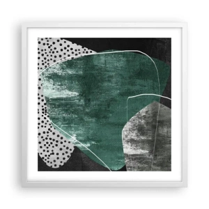 Affisch i vit ram - Färgstark abstraktion med en guldflinga - 50x50 cm