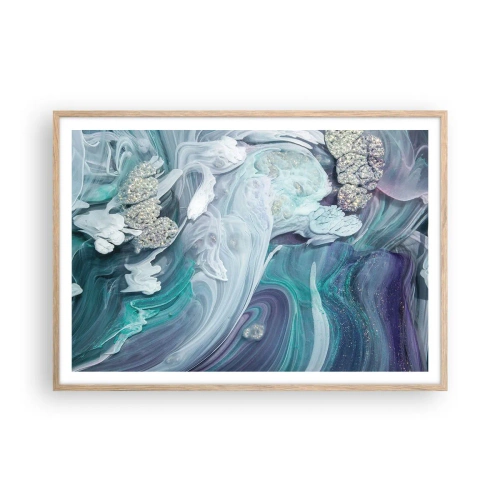 Affisch i ram av ljusek - Blåhetens strömmar - 100x70 cm