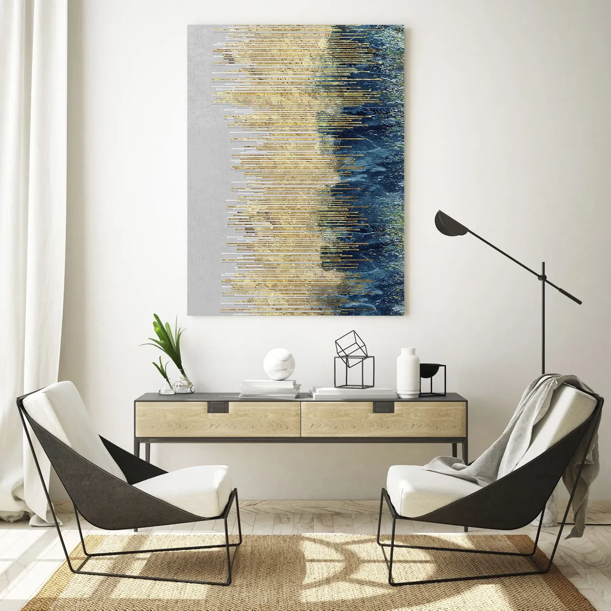 Glastavla - Bild på glas - Förgylld gräns - 50x70 cm