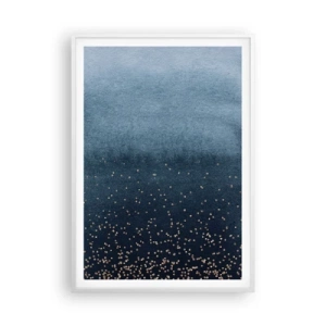 Affisch i vit ram - Komposition – blåa faser - 70x100 cm