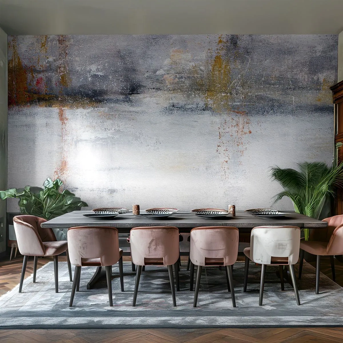 Fototapet Standard Eco - Bakom luftridån - Abstraktion, Bit, Målning - 350x256 cm