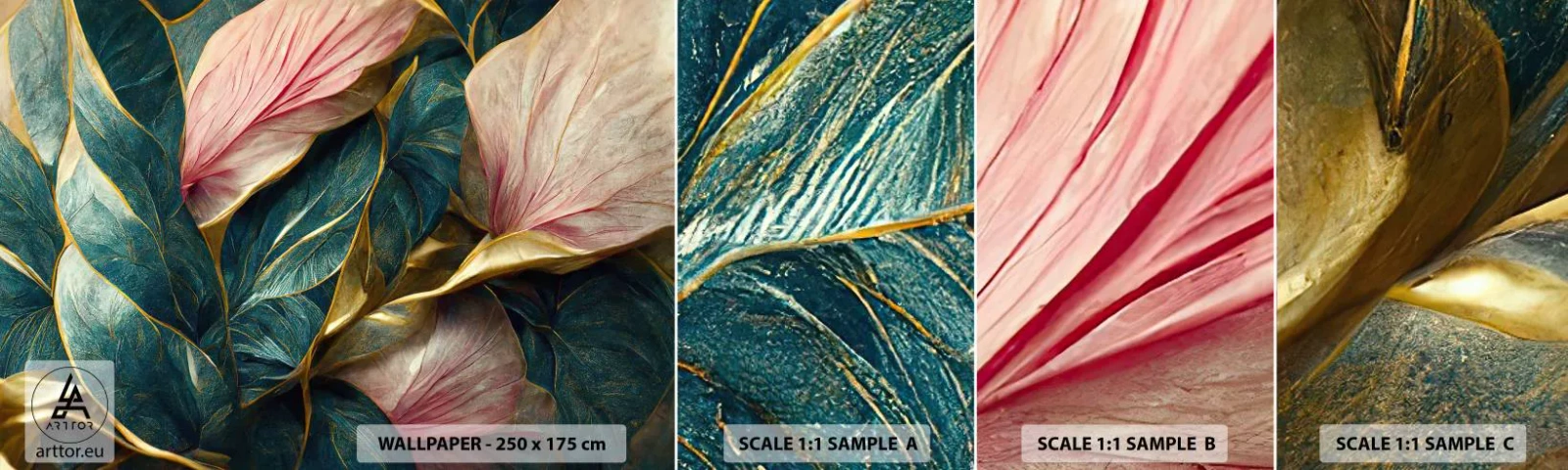 Provbit av självhäftande fototapet Deluxe Sticker - Naturlig elegans och stil - Art déco, Blommor, Elegans - 100x30 cm