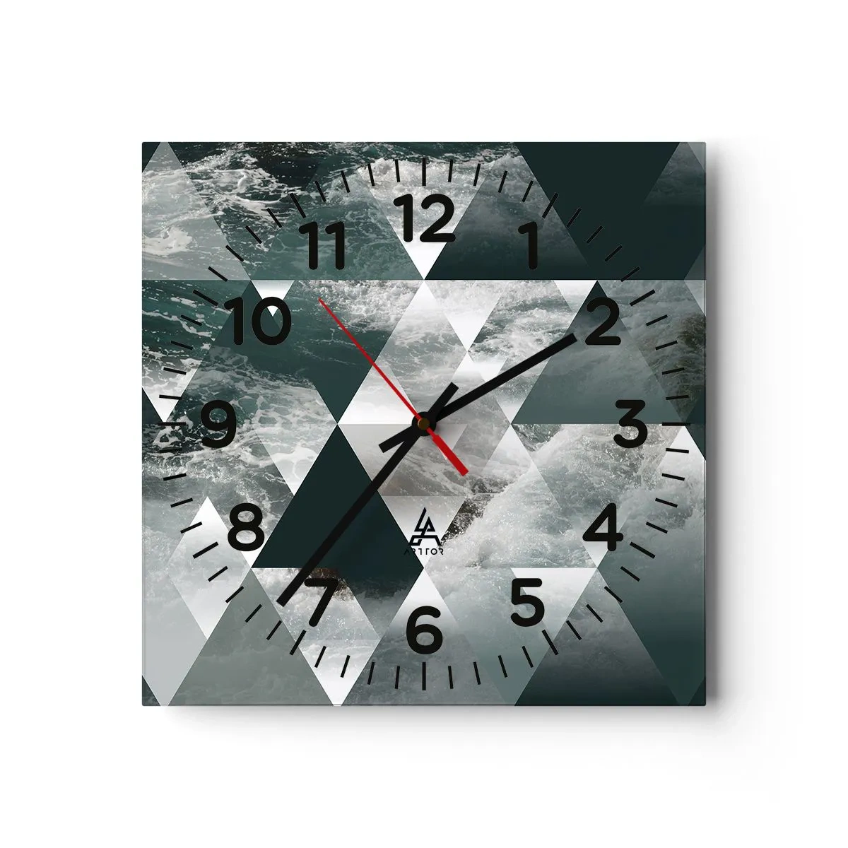 Väggklocka - Klocka på glas - Kristallperspektiv - 30x30 cm