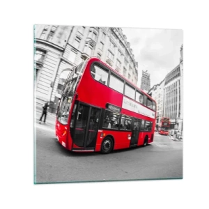 Glastavla - Bild på glas - Londo traditionellt - by bus - 30x30 cm