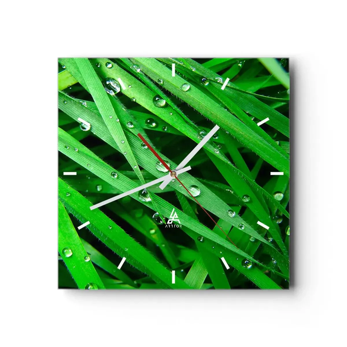 Väggklocka - Klocka på glas - Spela grönt - 40x40 cm