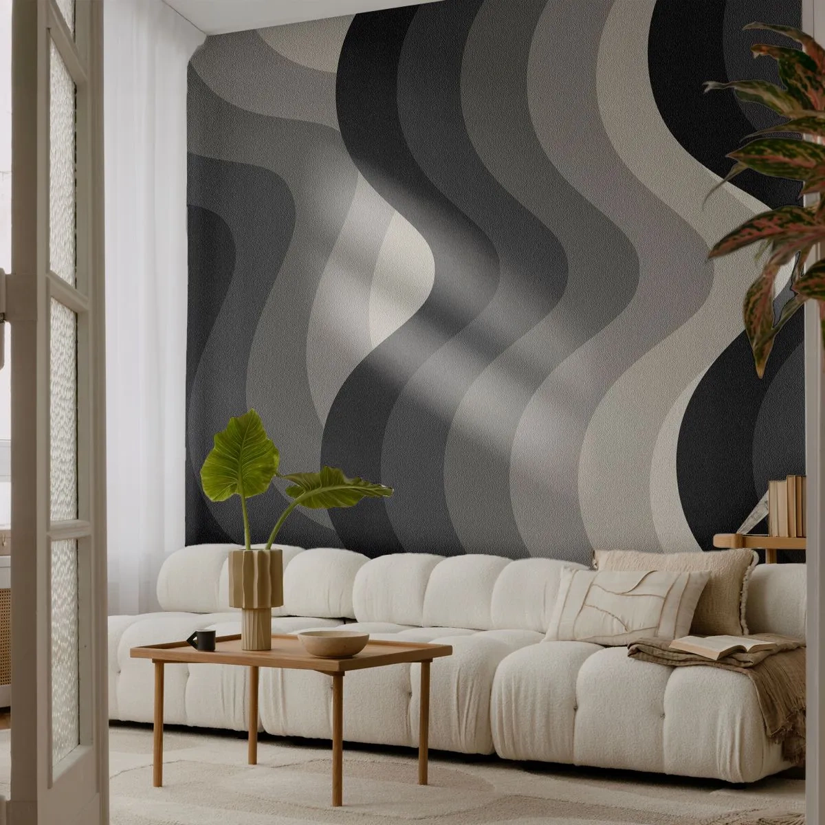 Självhäftande Fototapet Deluxe Sticker - Våg efter våg - Rader, Vågor, Abstraktion - 250x175 cm