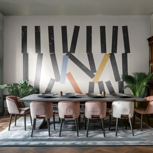 Fototapet Standard Eco - En grafisk komposition av rektanglar som liknar ett dominomönster. - 100x70cm - Domino - komposition - Modern väggdekoration för vardagsrum och sovrum ARTTOR