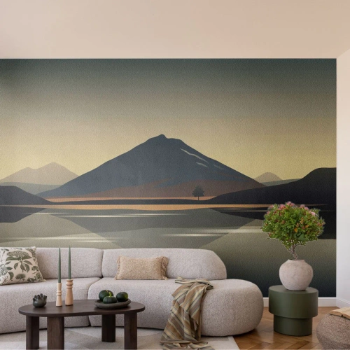 Fototapet Premium Sand - Spegelbild - Isberg, Bit, Landskap - 100x70 cm