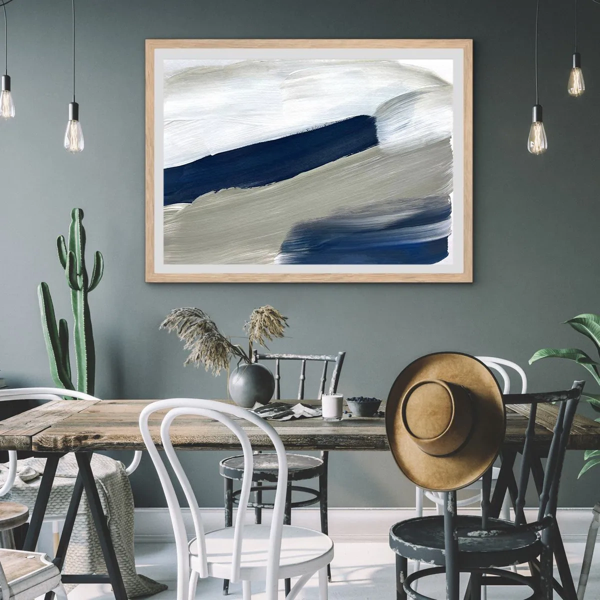 Affisch i ram av ljusek - Möte med vitt - 100x70 cm