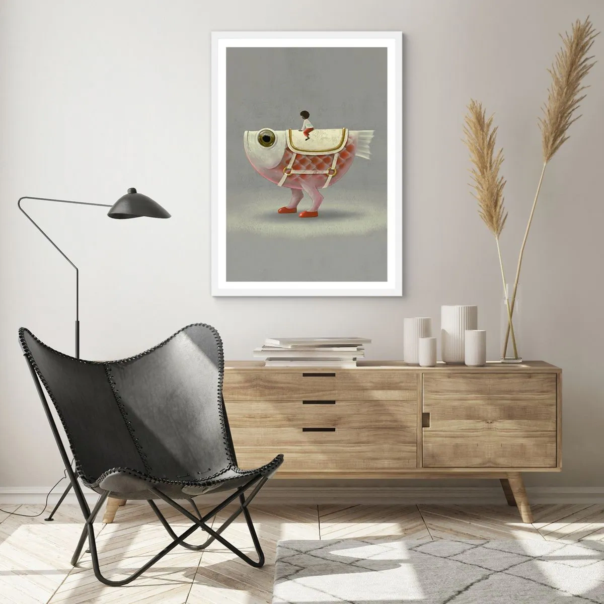 Affisch i vit ram - Fiskryttare - 50x70 cm