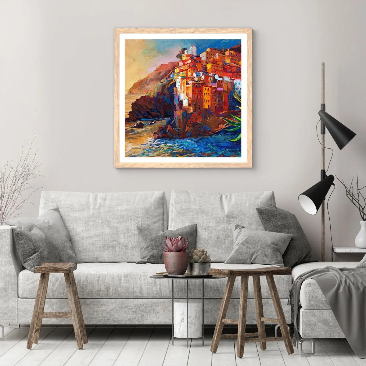 Affisch i ram av ljusek - Italiensk stämning - 60x60 cm