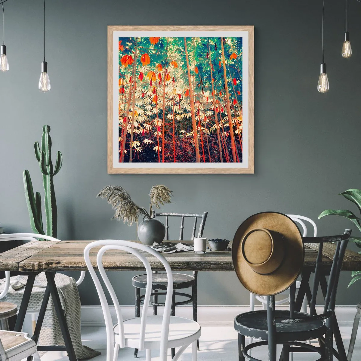 Affisch i ram av ljusek - Lövbladens hemlighetsfulla liv - 60x60 cm
