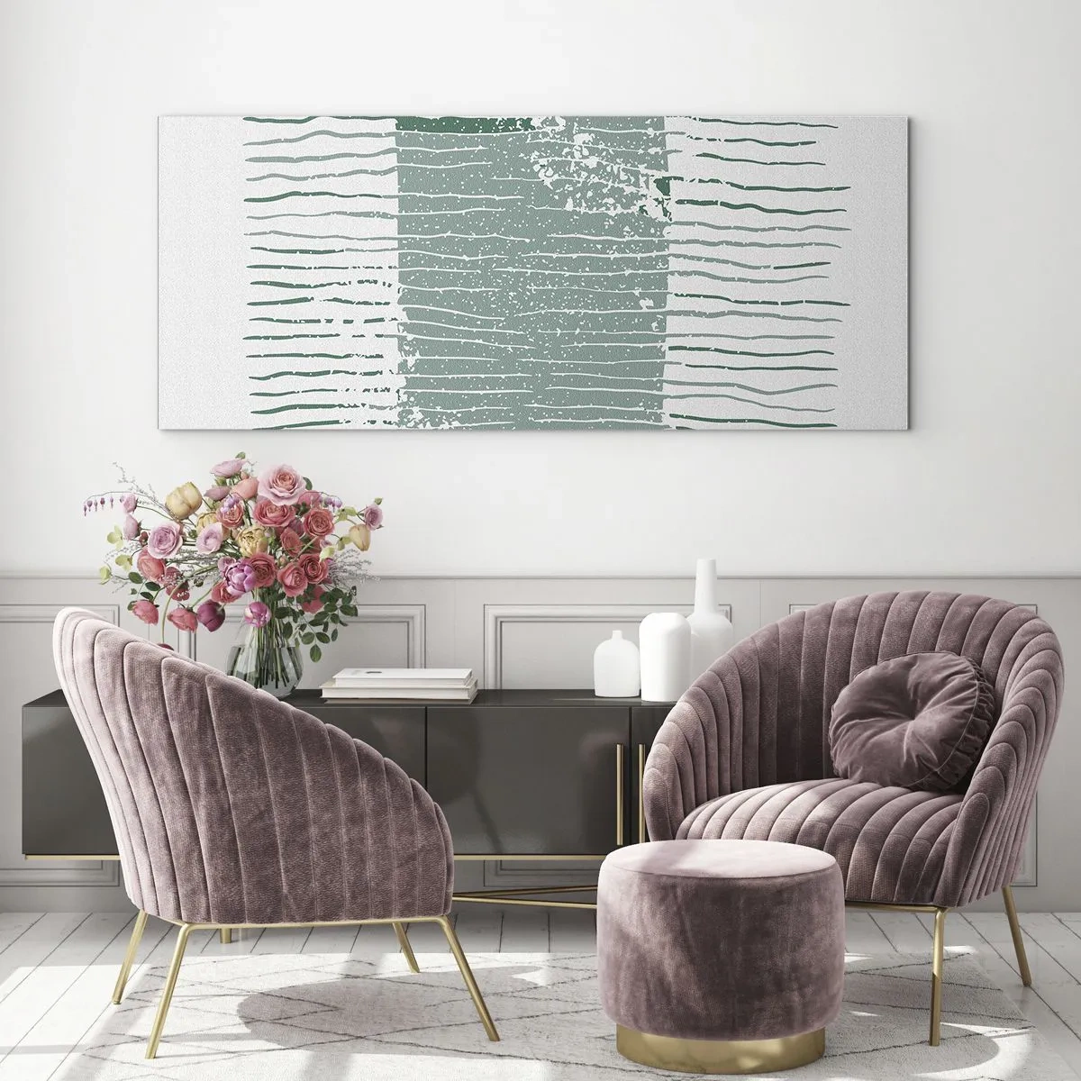 Glastavla - Bild på glas - Marin abstraktion - 140x50 cm