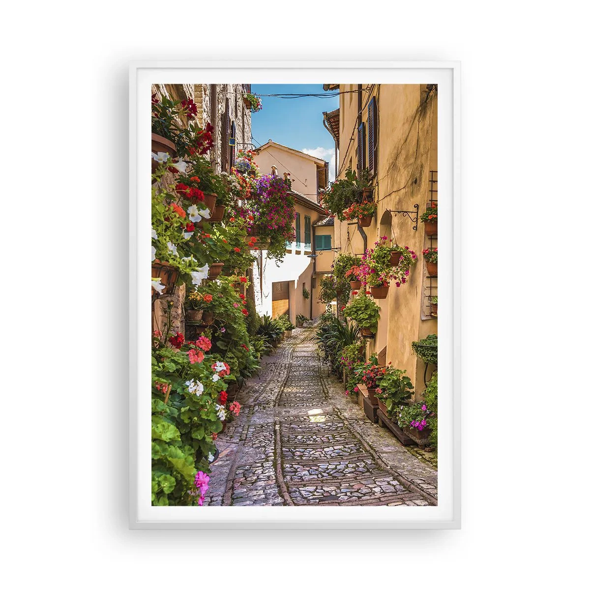 Affisch i vit ram - Italiensk gränd - 70x100 cm