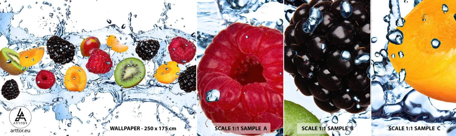 Fototapet Prov Standard Eco - Lek med oss - Frukt, Abstraktion, 3D - 100x30 cm
