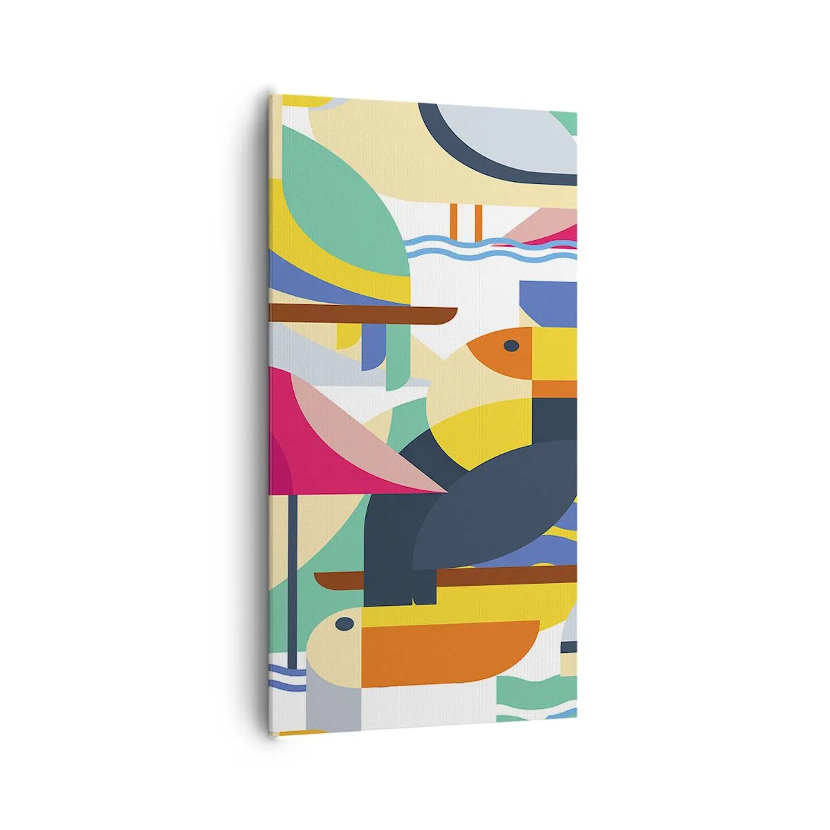 Canvastavla - Bild på duk - Fågelparty - 65x120 cm