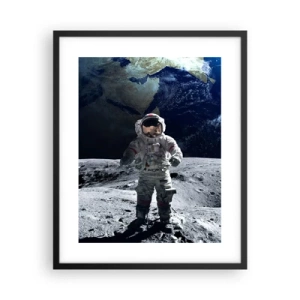 Affisch i svart ram - Hälsningar från månen - 40x50 cm