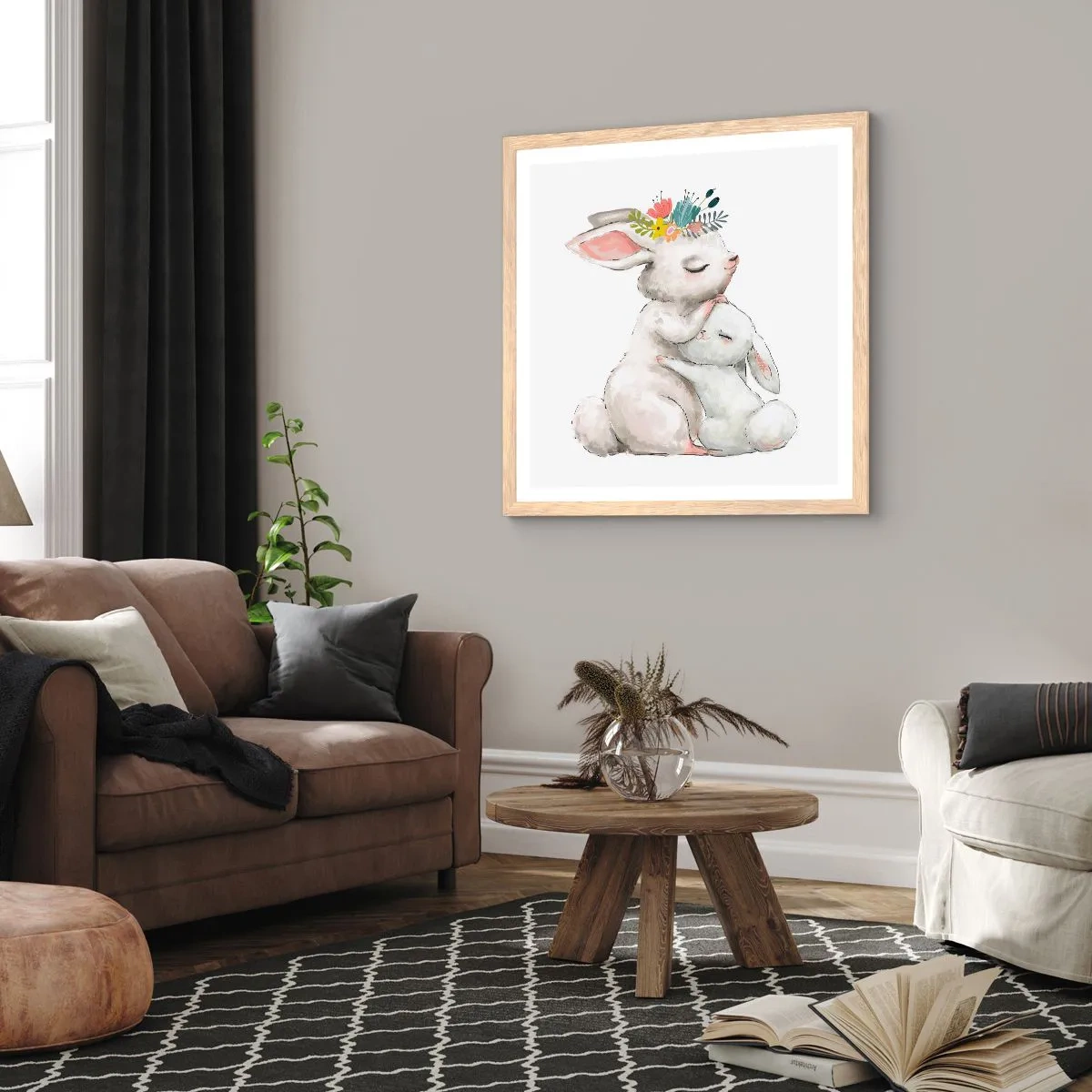 Affisch i ram av ljusek - Alltid bäst hos mamma - 60x60 cm