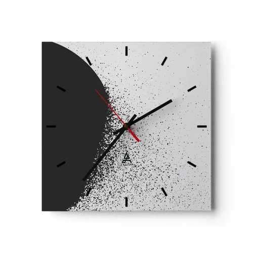 Väggklocka - Klocka på glas - Partiklarnas rörelse - 40x40 cm