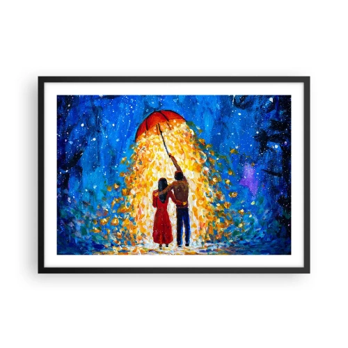 Affisch i svart ram - Magi på en regnig kväll? - 70x50 cm