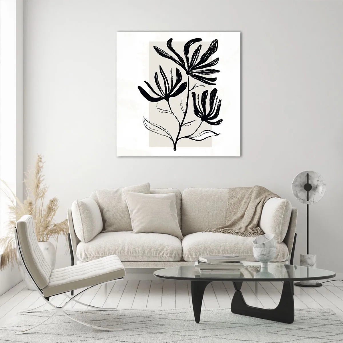 Glastavla - Bild på glas - Skiss för ett herbarium - 30x30 cm