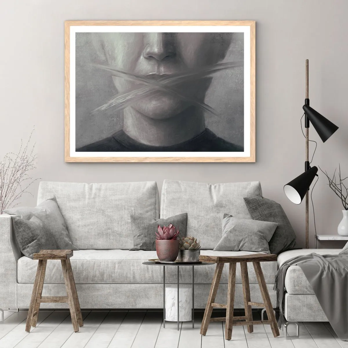 Affisch i ram av ljusek - Inte ett ord - 70x50 cm