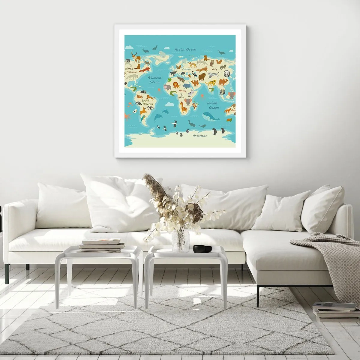 Affisch i vit ram - Goda grannar - 40x40 cm