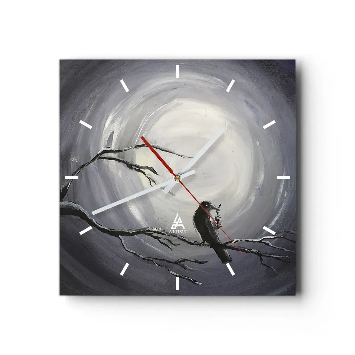 Väggklocka - Klocka på glas - Nyckeln till nattens hemlighet - 30x30 cm