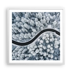 Affisch i vit ram - Genom vinterskogen - 60x60 cm