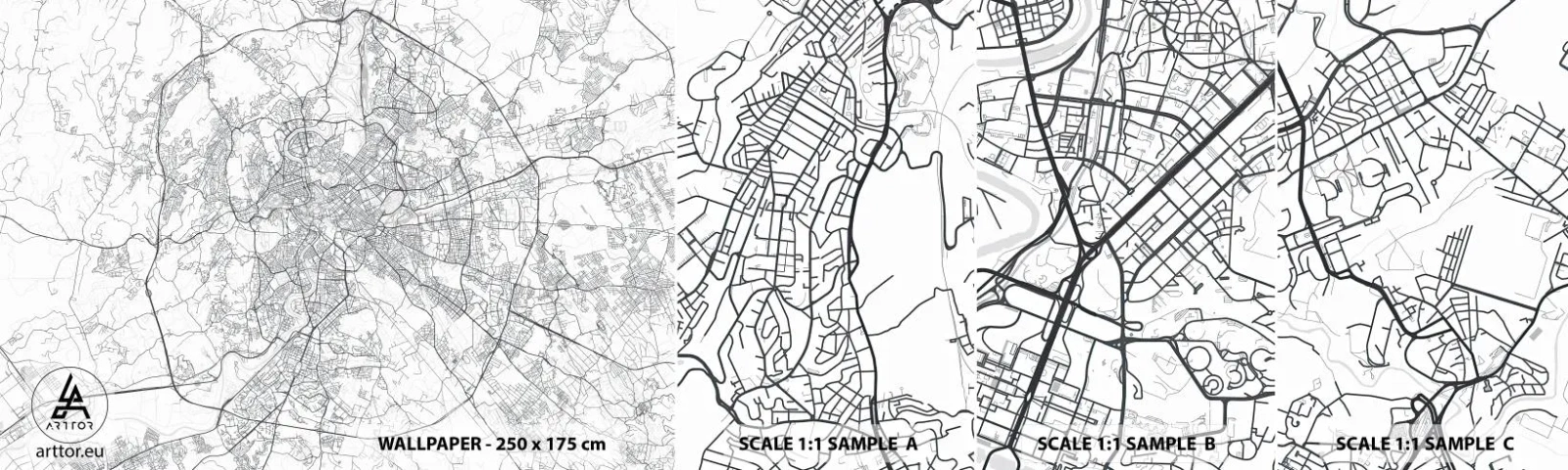 Provbit av självhäftande fototapet Deluxe Sticker - Romersk ring - Stad, Stadskarta, Rom - 100x30 cm