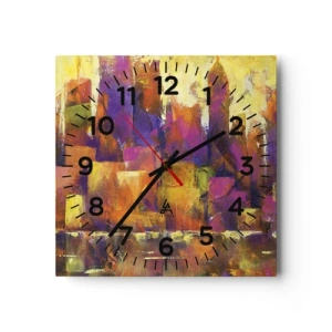 Väggklocka - Klocka på glas - Metropolis komposition - 30x30 cm