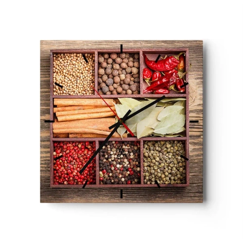 Väggklocka - Klocka på glas - Formordning, arombukett - 30x30 cm